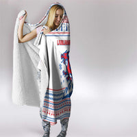 Slovenian Winter Hooded Blanket Ljubljana Dragon with Nordic Snowflakes and Alpine Vibes