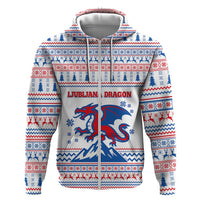 Slovenian Winter Hoodie Ljubljana Dragon with Nordic Snowflakes and Alpine Vibes