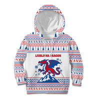 Slovenian Winter Kid Hoodie Ljubljana Dragon with Nordic Snowflakes and Alpine Vibes