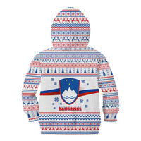 Slovenian Winter Kid Hoodie Ljubljana Dragon with Nordic Snowflakes and Alpine Vibes