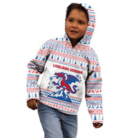 Slovenian Winter Kid Hoodie Ljubljana Dragon with Nordic Snowflakes and Alpine Vibes