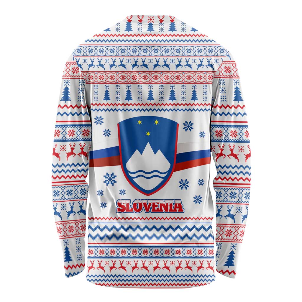 Slovenian Winter Long Sleeve Shirt Ljubljana Dragon with Nordic Snowflakes and Alpine Vibes