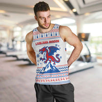 Slovenian Winter Men Tank Top Ljubljana Dragon with Nordic Snowflakes and Alpine Vibes