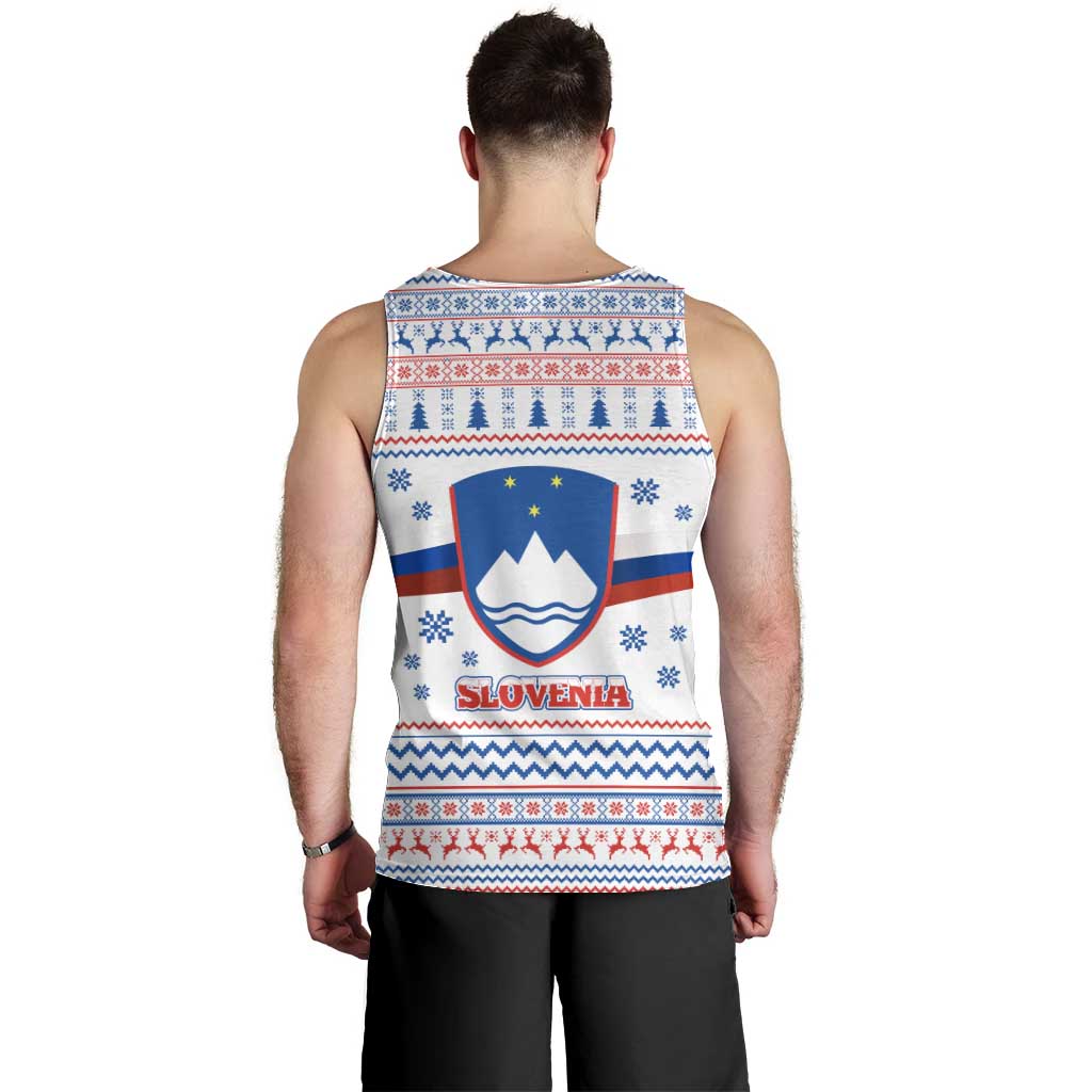 Slovenian Winter Men Tank Top Ljubljana Dragon with Nordic Snowflakes and Alpine Vibes
