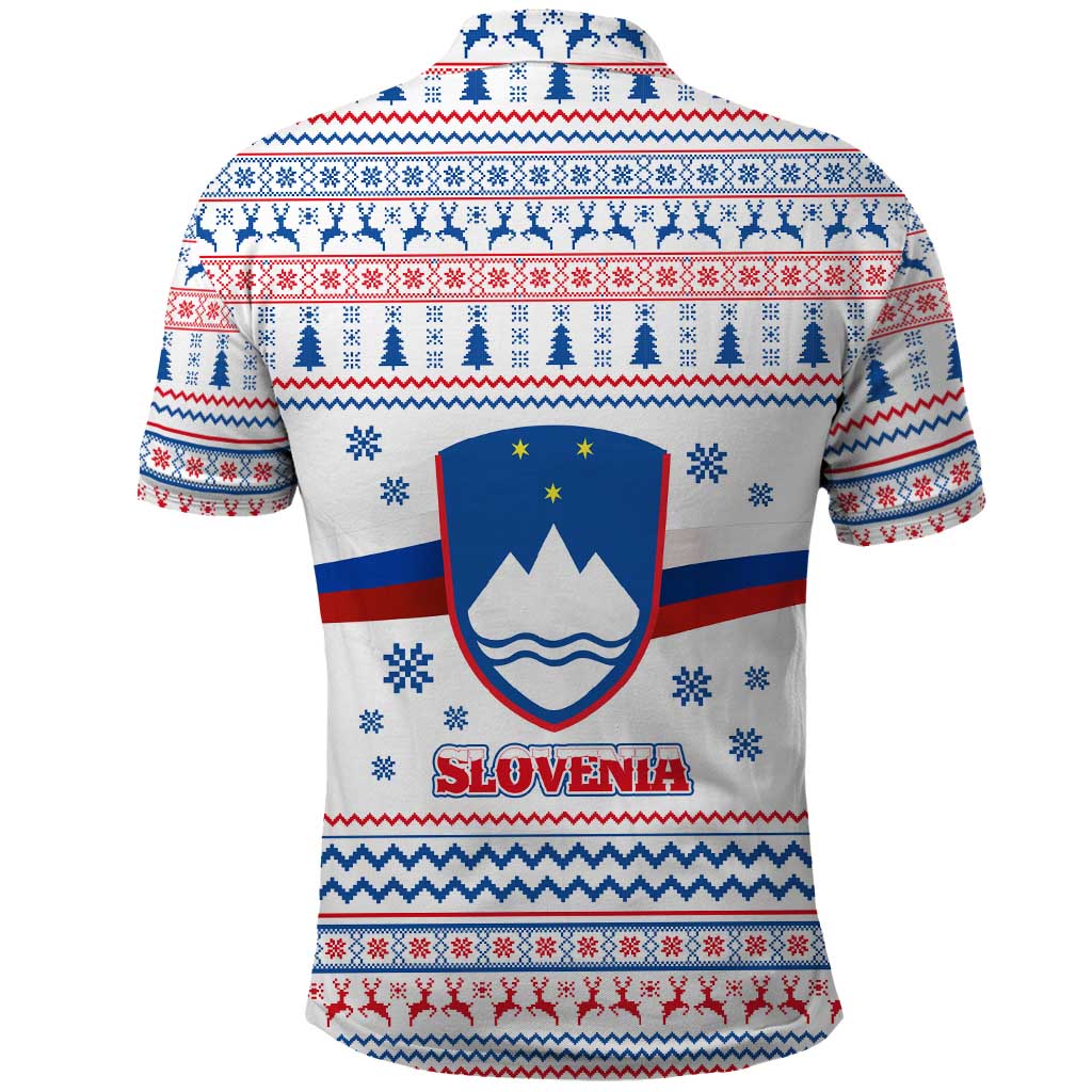 Slovenian Winter Polo Shirt Ljubljana Dragon with Nordic Snowflakes and Alpine Vibes