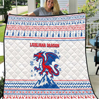 Slovenian Winter Quilt Ljubljana Dragon with Nordic Snowflakes and Alpine Vibes