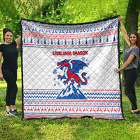 Slovenian Winter Quilt Ljubljana Dragon with Nordic Snowflakes and Alpine Vibes