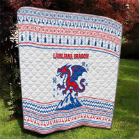 Slovenian Winter Quilt Ljubljana Dragon with Nordic Snowflakes and Alpine Vibes