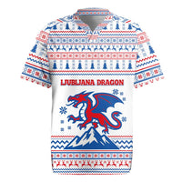 Slovenian Winter Rugby Jersey Ljubljana Dragon with Nordic Snowflakes and Alpine Vibes