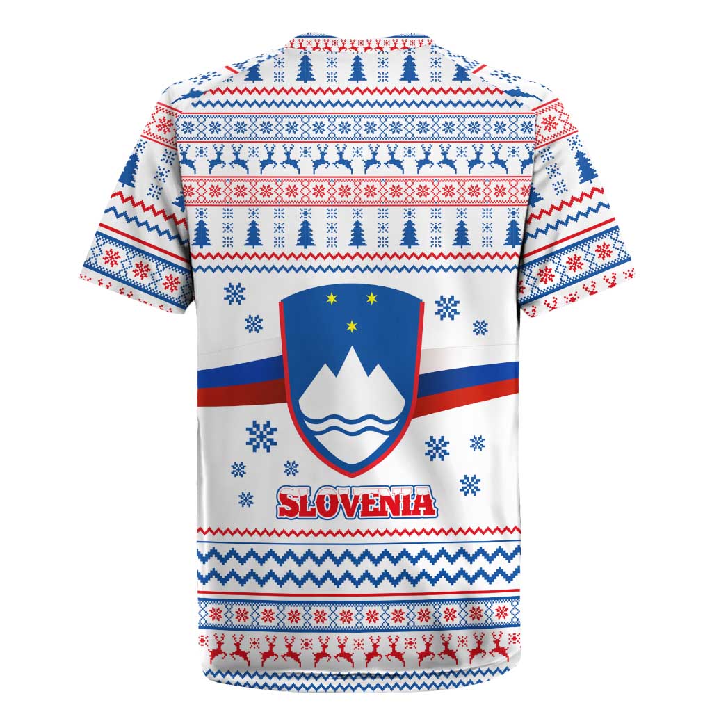 Slovenian Winter Rugby Jersey Ljubljana Dragon with Nordic Snowflakes and Alpine Vibes
