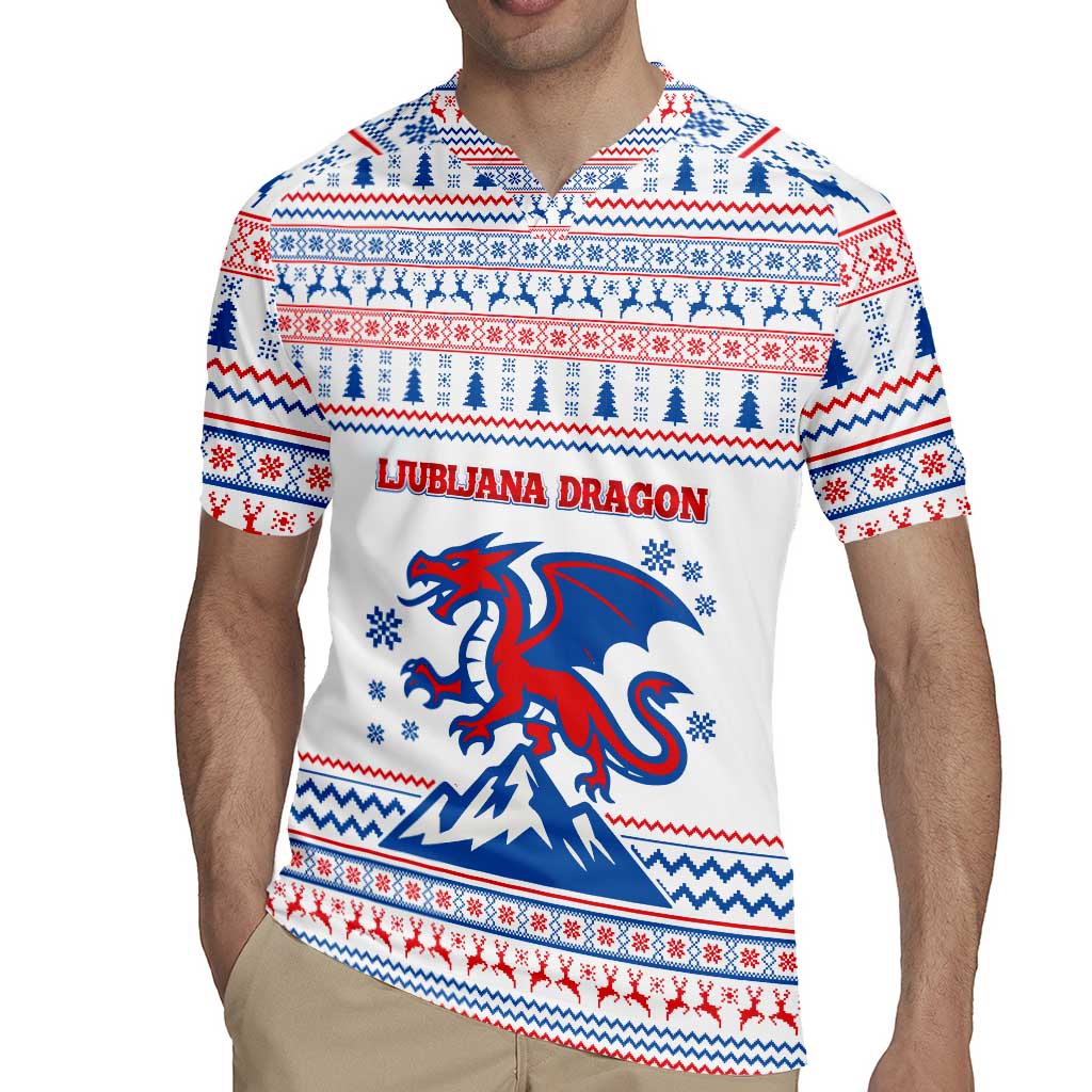 Slovenian Winter Rugby Jersey Ljubljana Dragon with Nordic Snowflakes and Alpine Vibes