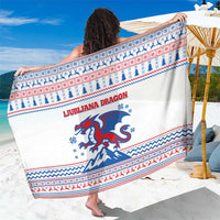 Slovenian Winter Sarong Ljubljana Dragon with Nordic Snowflakes and Alpine Vibes