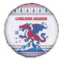 Slovenian Winter Spare Tire Cover Ljubljana Dragon with Nordic Snowflakes and Alpine Vibes