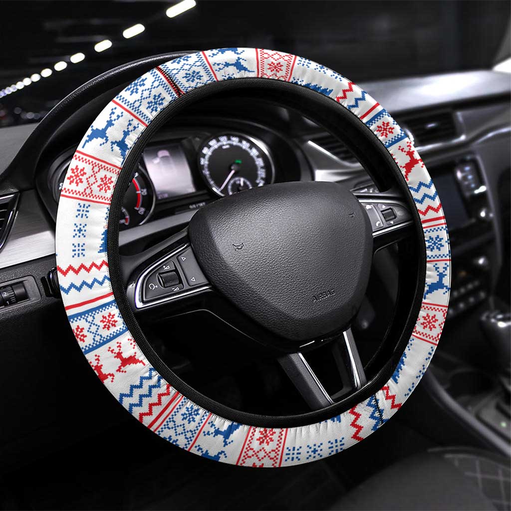 Slovenian Winter Steering Wheel Cover Ljubljana Dragon with Nordic Snowflakes and Alpine Vibes