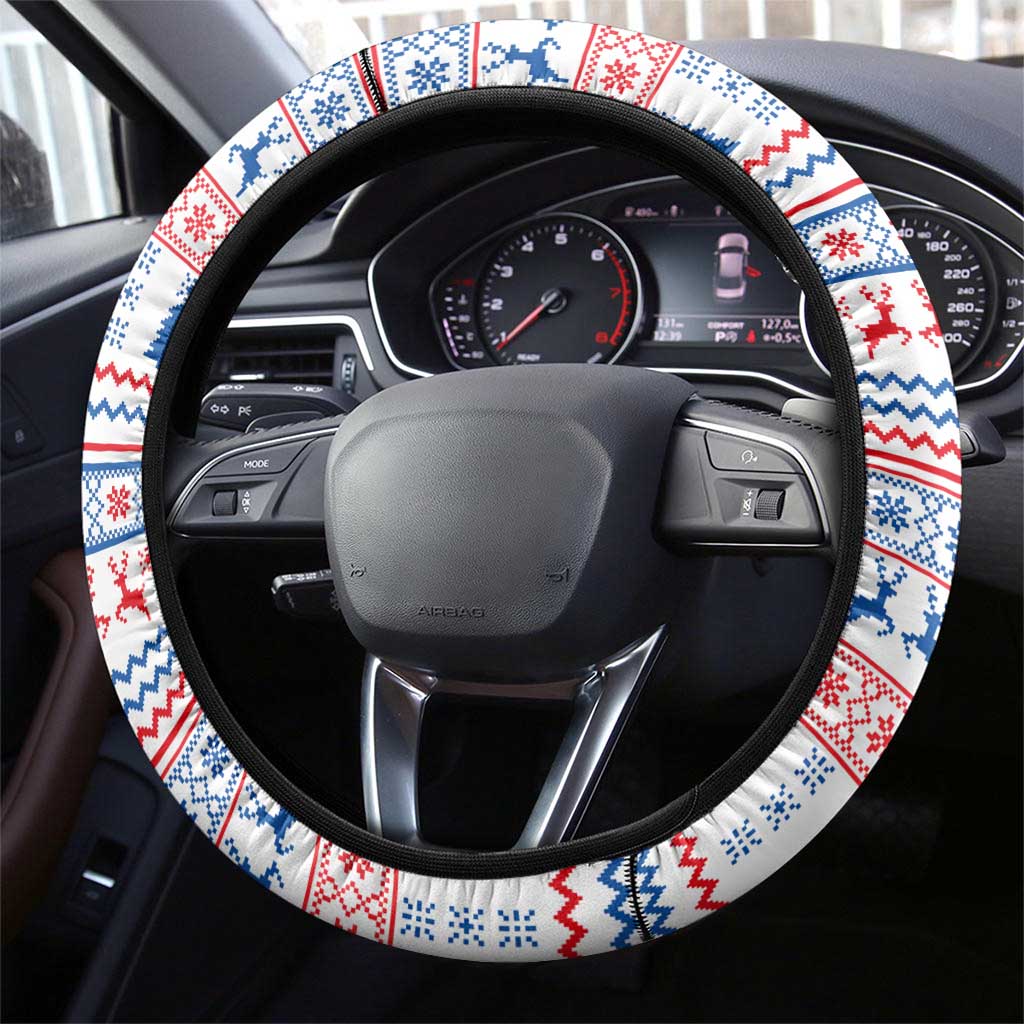 Slovenian Winter Steering Wheel Cover Ljubljana Dragon with Nordic Snowflakes and Alpine Vibes