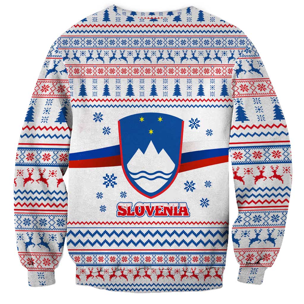 Slovenian Winter Sweatshirt Ljubljana Dragon with Nordic Snowflakes and Alpine Vibes