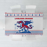 Slovenian Winter Tablecloth Ljubljana Dragon with Nordic Snowflakes and Alpine Vibes