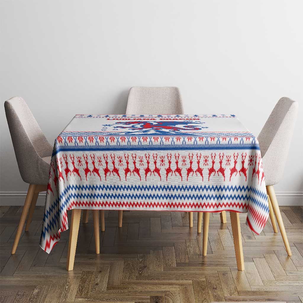 Slovenian Winter Tablecloth Ljubljana Dragon with Nordic Snowflakes and Alpine Vibes
