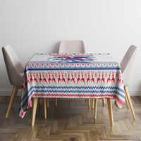 Slovenian Winter Tablecloth Ljubljana Dragon with Nordic Snowflakes and Alpine Vibes
