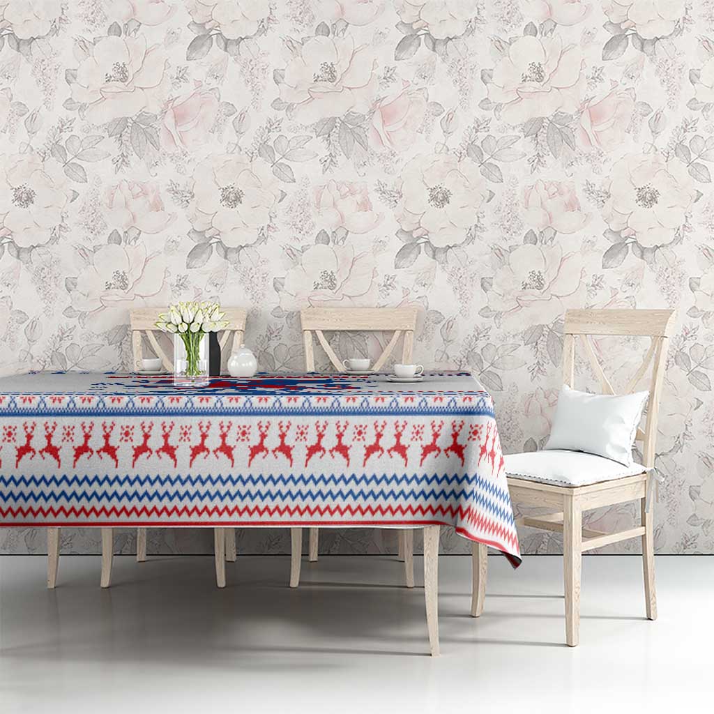 Slovenian Winter Tablecloth Ljubljana Dragon with Nordic Snowflakes and Alpine Vibes