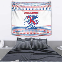 Slovenian Winter Tapestry Ljubljana Dragon with Nordic Snowflakes and Alpine Vibes