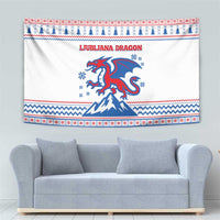 Slovenian Winter Tapestry Ljubljana Dragon with Nordic Snowflakes and Alpine Vibes
