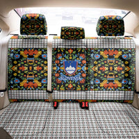 Slovenia Folk Art Back Car Seat Cover Bright Floral Pattern with National Crest Emblem