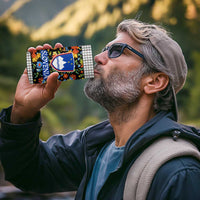 Slovenia Folk Art 4 in 1 Can Cooler Tumbler Bright Floral Pattern with National Crest Emblem