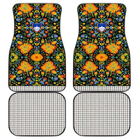 Slovenia Folk Art Car Mats Bright Floral Pattern with National Crest Emblem