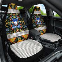 Slovenia Folk Art Car Seat Cover Bright Floral Pattern with National Crest Emblem
