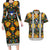 Slovenia Folk Art Couples Matching Long Sleeve Bodycon Dress and Hawaiian Shirt Bright Floral Pattern with National Crest Emblem