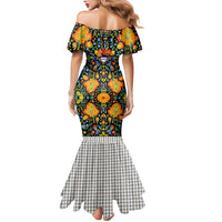 Slovenia Folk Art Family Matching Mermaid Dress and Hawaiian Shirt Bright Floral Pattern with National Crest Emblem