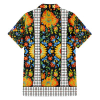 Slovenia Folk Art Family Matching Short Sleeve Bodycon Dress and Hawaiian Shirt Bright Floral Pattern with National Crest Emblem