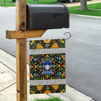 Slovenia Folk Art Garden Flag Bright Floral Pattern with National Crest Emblem