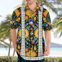 Slovenia Folk Art Hawaiian Shirt Bright Floral Pattern with National Crest Emblem