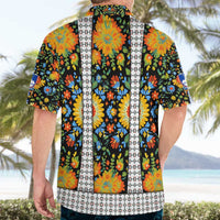 Slovenia Folk Art Hawaiian Shirt Bright Floral Pattern with National Crest Emblem