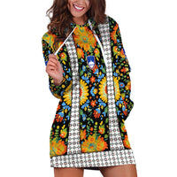 Slovenia Folk Art Hoodie Dress Bright Floral Pattern with National Crest Emblem