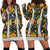 Slovenia Folk Art Hoodie Dress Bright Floral Pattern with National Crest Emblem