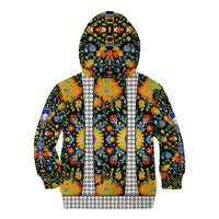 Slovenia Folk Art Kid Hoodie Bright Floral Pattern with National Crest Emblem