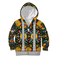Slovenia Folk Art Kid Hoodie Bright Floral Pattern with National Crest Emblem