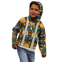 Slovenia Folk Art Kid Hoodie Bright Floral Pattern with National Crest Emblem