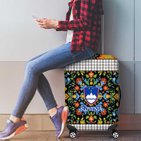 Slovenia Folk Art Luggage Cover Bright Floral Pattern with National Crest Emblem