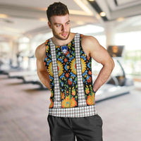 Slovenia Folk Art Men Tank Top Bright Floral Pattern with National Crest Emblem