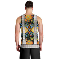 Slovenia Folk Art Men Tank Top Bright Floral Pattern with National Crest Emblem