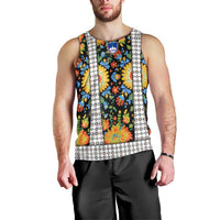 Slovenia Folk Art Men Tank Top Bright Floral Pattern with National Crest Emblem