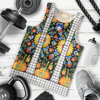 Slovenia Folk Art Men Tank Top Bright Floral Pattern with National Crest Emblem