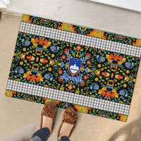 Slovenia Folk Art Rubber Doormat Bright Floral Pattern with National Crest Emblem