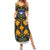 Slovenia Folk Art Summer Maxi Dress Bright Floral Pattern with National Crest Emblem
