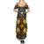 Slovenia Folk Art Summer Maxi Dress Bright Floral Pattern with National Crest Emblem