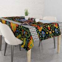 Slovenia Folk Art Tablecloth Bright Floral Pattern with National Crest Emblem